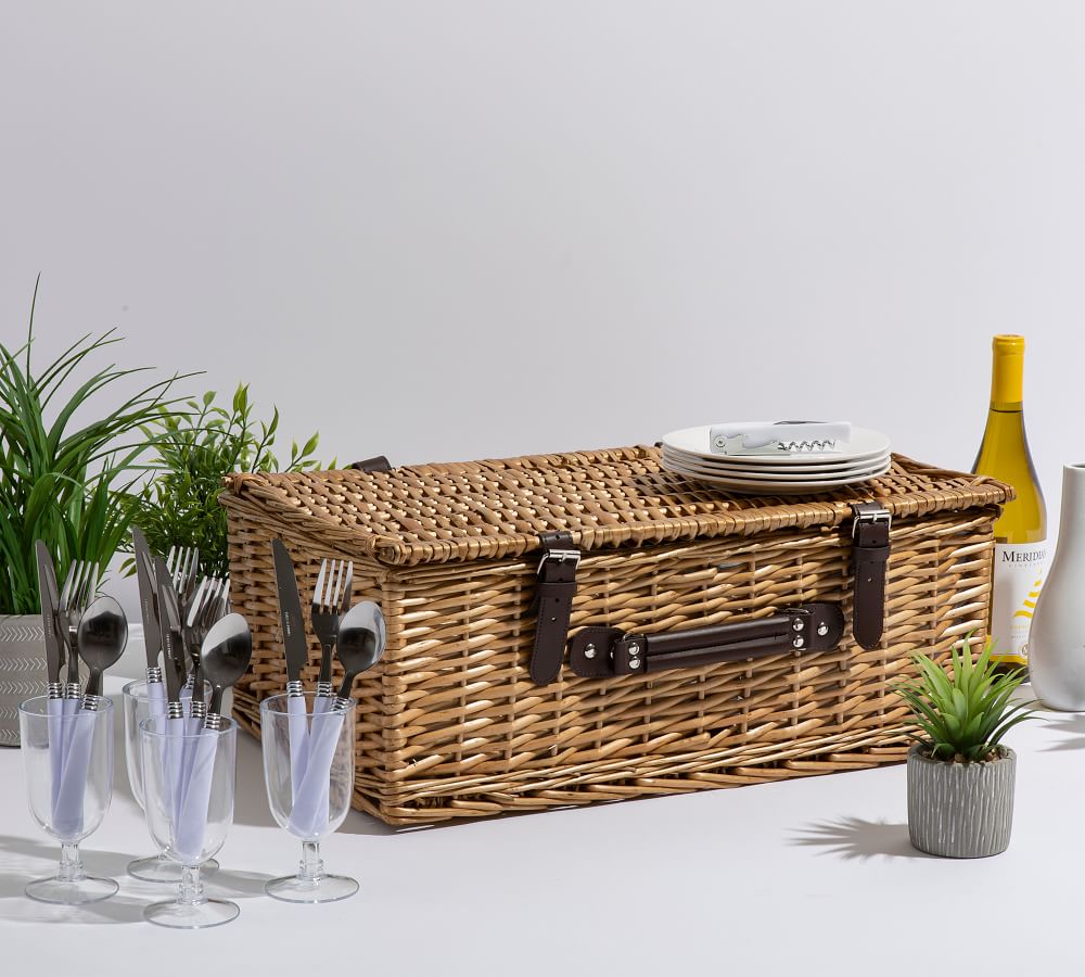 Providence Woven Picnic Basket For 4